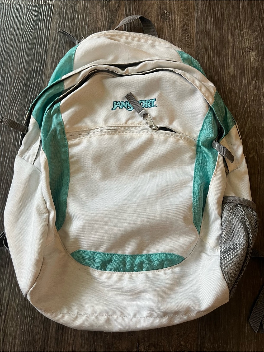 Jansport White and Teal Accent Backpack